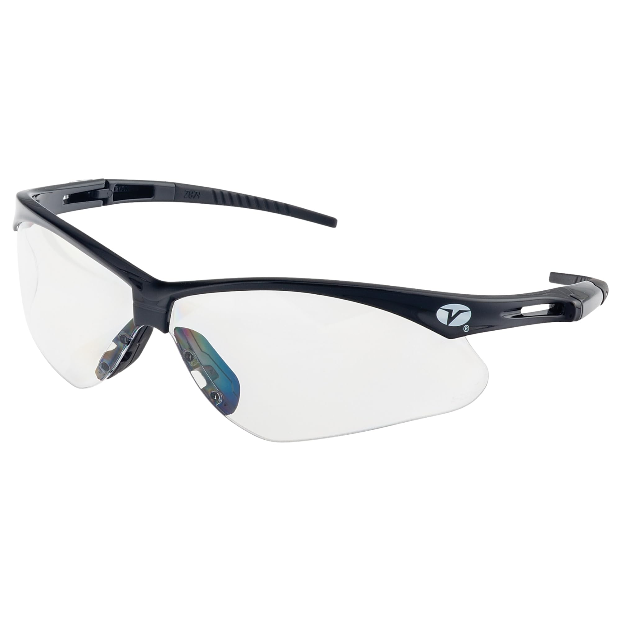 Veratti V1023N Safety Glasses, 12 Pack, Clear Anti-Scratch Lens, ANSI Z87.1, Removable Strap, Black Frame