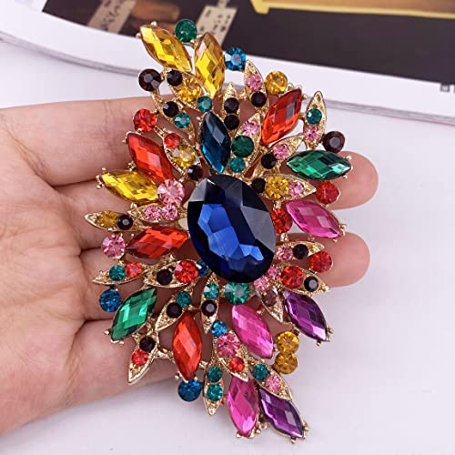 Image of SELOVO Big Large Leaf Brooches and Pins Scarf Decoration Gold Tone