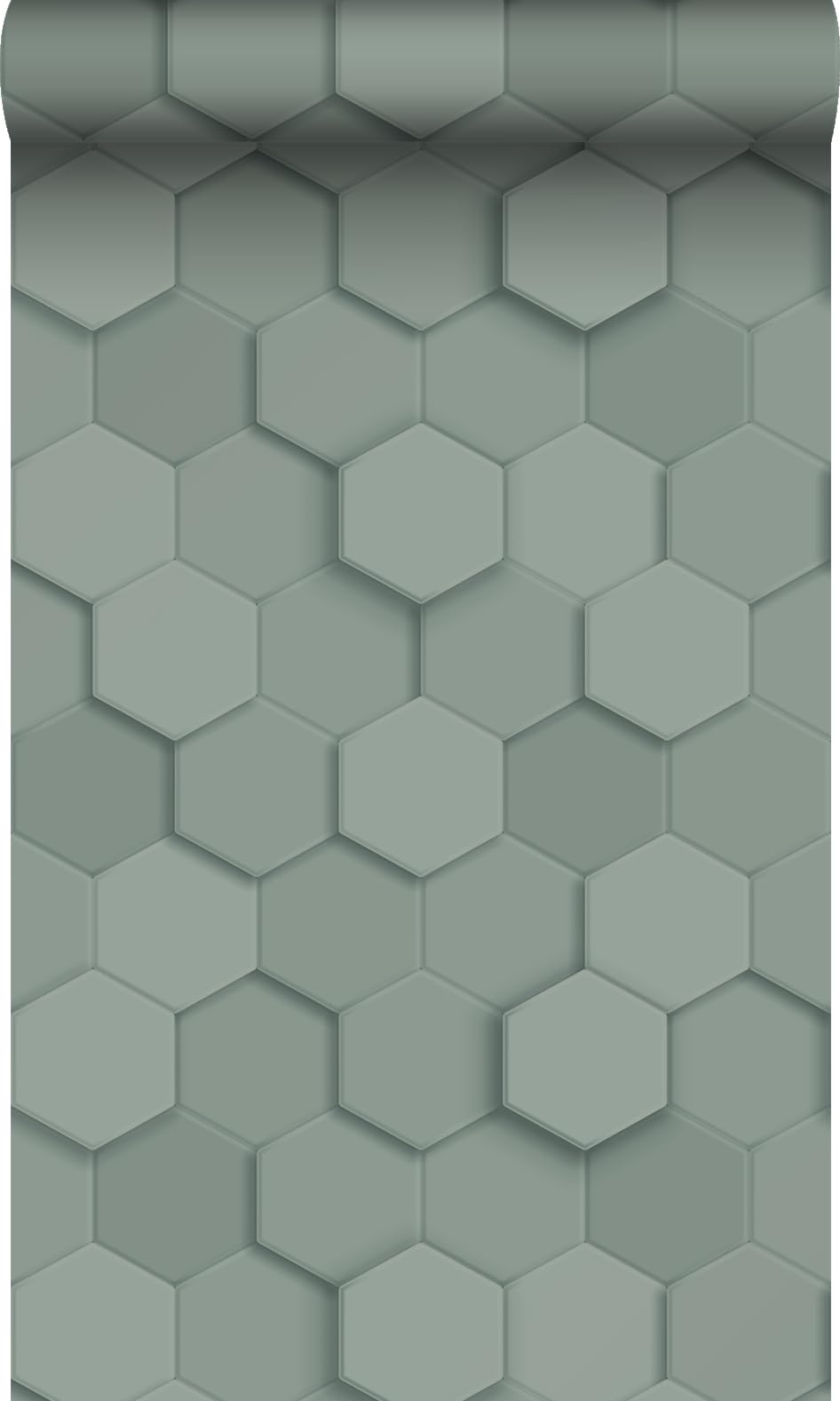 Origin papier peint hexagone 3d vert grisé 53 cm x 10.05 m Wallcoverings