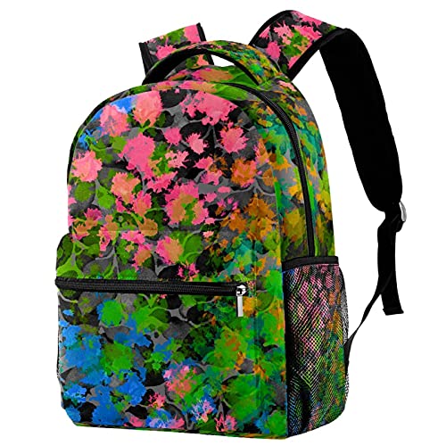 Sac à dos de voyage enfant avec porte-bouteille et motif floral abstrait mixte