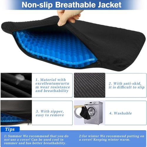 Image of BIGXEN Gel Seat Cushion, Double Layer Gel Cushion with Non-Slip Cover, Cool Egg Chair Sea for Pressure Relief, Breathable Honeycomb for Office Chair Wheelchair Car Seat-1PCS (Square)