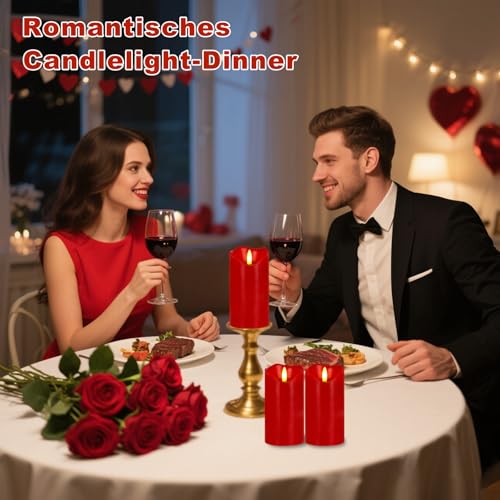 Bougies LED rouges en cire véritable avec télécommande AVEKI x2 - 4