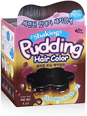 Shaking Pudding Ammonia Free Hair Color Self Hair Dye DIY Kit Included Contain Keratin Made in Korea Beauty (4.64 Urban Red)