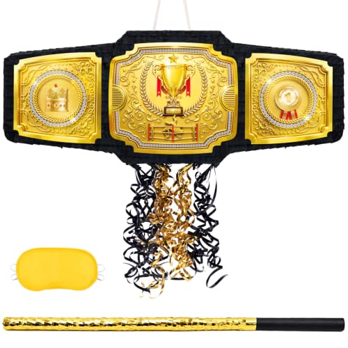 WERNNSAI 30" Large Wrestling Belt Piñata for Wrestling Party Decorations