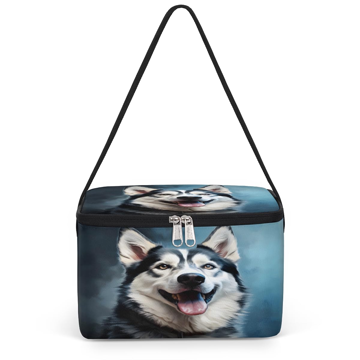 GzLeyigou Husky Lunch Bags for Women Men 9 Cans, Hot & Cold Food Delivery Bag Insulated Grocery Bag Insulated Lunch Box Funny Husky Cooler Bag for Office Work Picnic Beach