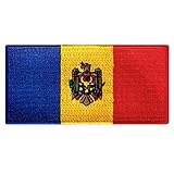 Cypress Collectibles - Moldova Flag Patch - Embroidered Appliqué - European Country Velcro®-Brand Fasteners Patches - Dimensions: 3.5" x 1.75"