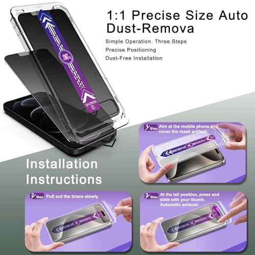 Image of 2-Pack Matte Privacy Screen Protector for iPhone 12 Pro Max 6.7-Inch, Auto Dust Removal, No Bubbles,Anti-Spy Tempered Glass Film, Easy Installation