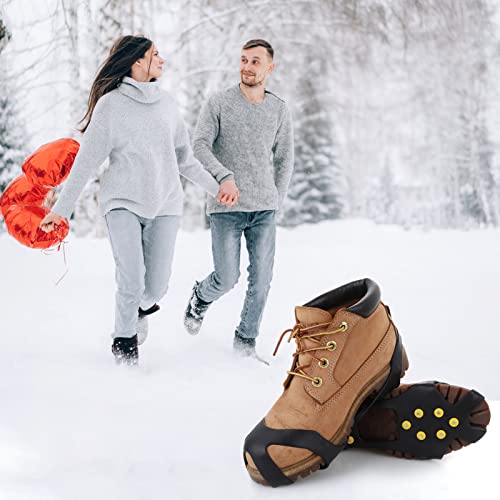Abeillo Ice Cleats For Shoes And Boots, Silicone Ice Snow Grips Stainless Steel Shoe Spikes Grips, Shoe/Boot Traction Cleat Crampon For Walking On Snow, Ice Anti Slip Footwear #TOP7