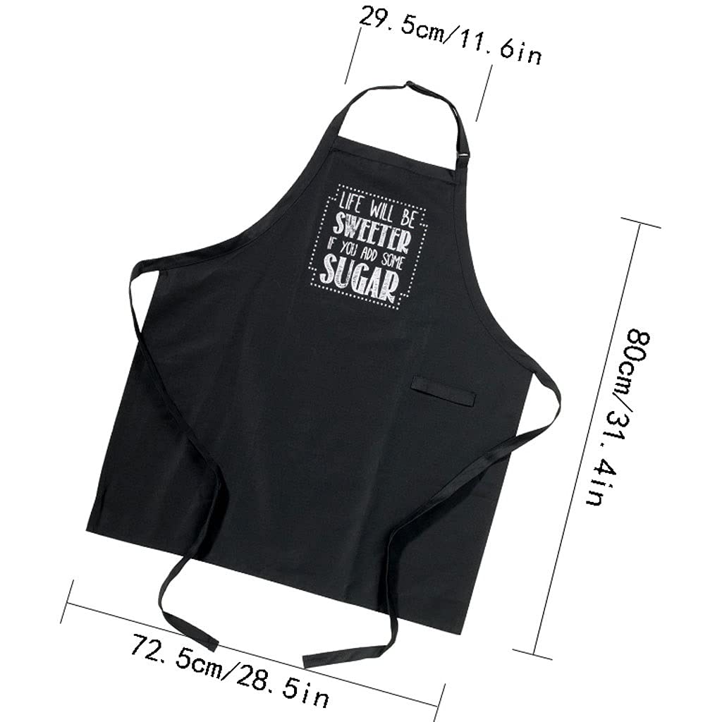Delantal Delantal Babero Ajustable y Chef de Mujer Delantales de la Cocina de Cocina Resistente a la Cocina Viene con el Anillo Colgante del trape Delantal Adulto Fácil de Limpiar