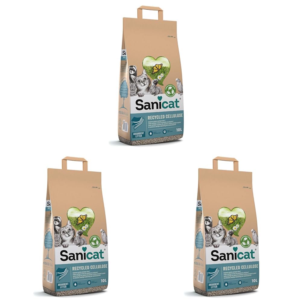 Sanicat – Absorbierende Multipet-Streu aus recycelter Zellulose | Ausgezeichnete Absorption und Geruchsbindung | Umweltfreundliches und biologisch abbaubares Produkt | Packungsgröße 10 l