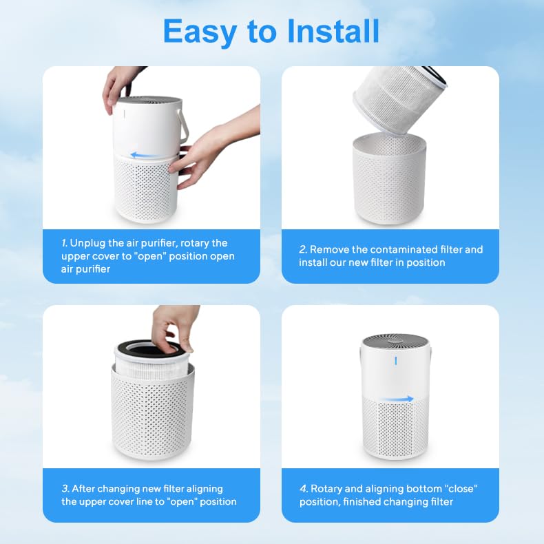 Image of CPENSUS Air Purifier For Bedroom Coverage 107 Ft True H13 With Activated Carbon Filter Aromatherapy Child-Lock Timer Portable For Living Room Home Office Deodorizing Tech., White