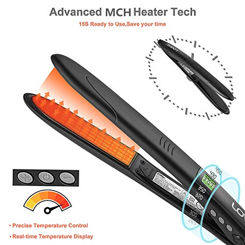 image for Titanium Flat Iron Dual Voltage Auto Shut Off Hair Straightener,LOVANI