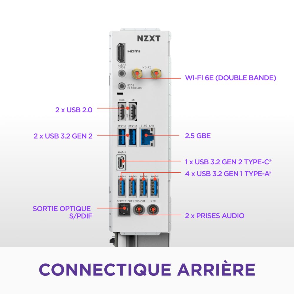 NZXT N7 B850 - Carte Mère AMD B850 AM5 ATX - Blanc