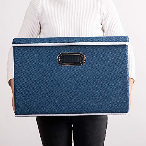 Image of PRANDOM Large Collapsible Storage Bins with Lids [5-Pack] Fabric Foldable Storage Boxes Organizer Containers Baskets Cube with Cover for Home Bedroom Closet Office Royal Blue(17.7x11.8x11.8)