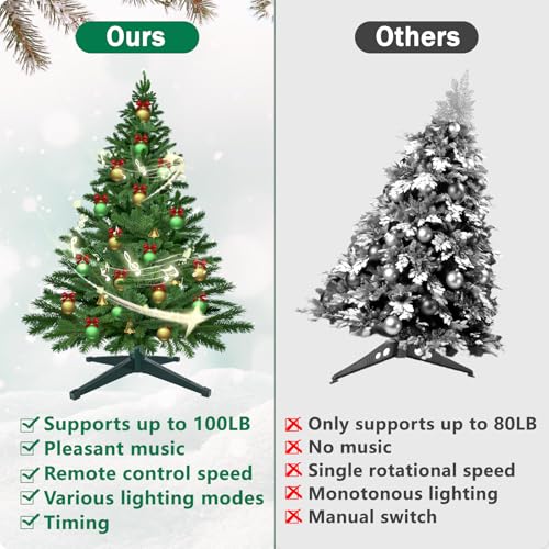 Axcoix HLCTS 𝐌𝐮𝐬𝐢𝐜𝐚𝐥 Rotating Christmas Tree Stand, Adjustable Tree Stands With Remote Control Music, Speed And Light, Artificial Christmas Tree Stand For Up To 8 Ft 100 Lb Tree thumb #3