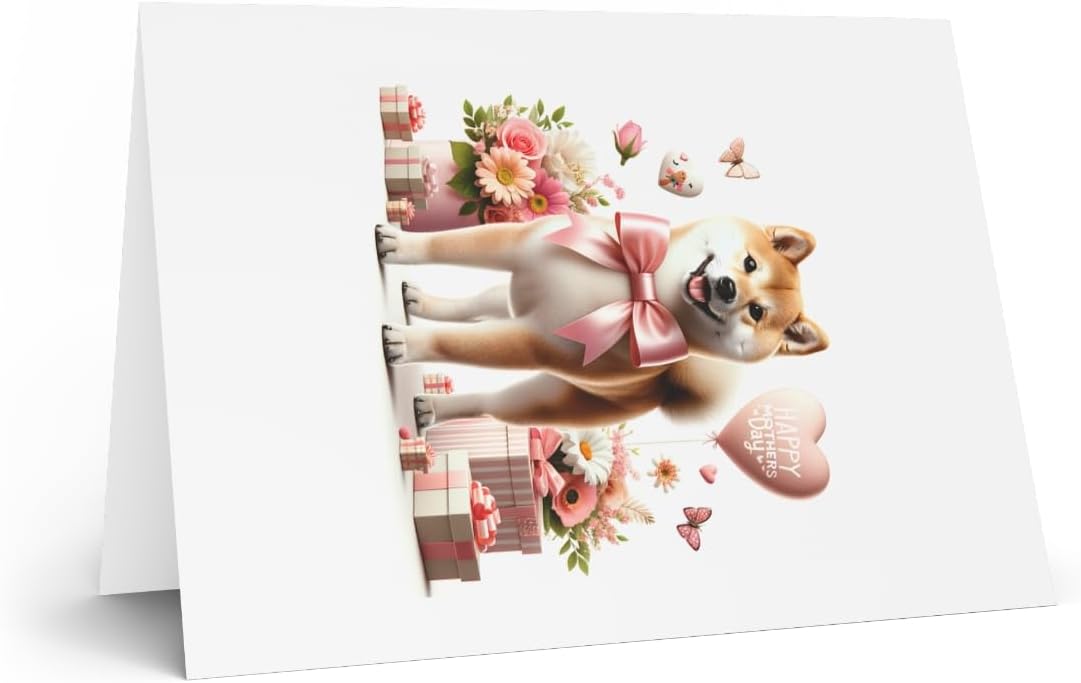DistinctInk Greeting Card/Note Card - Shiba Inu Mother's Day - PACK of 25