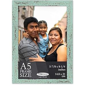 A5 Frame Green Rustic Farmhouse Wooden 6×825 Frame Shabby Chic Wood A5 Picture Frame For A5 Size Artwork or Documents Photo Frame Includes UV Acrylic Foam Board Backing Hardware