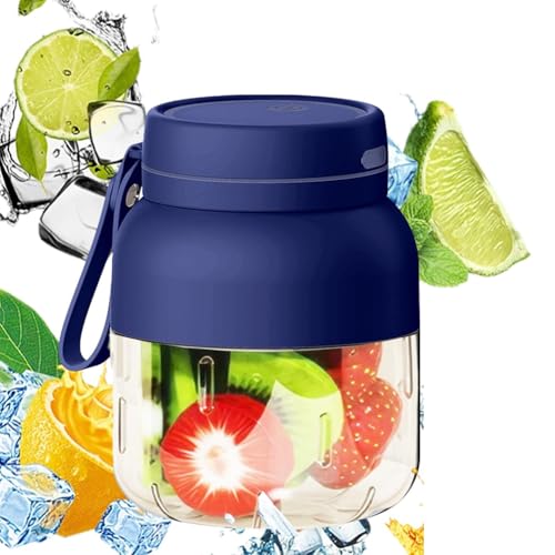 Pluuttiem Exprimidor Eléctrico Portátil, Exprimidor de Frutas Recargable para Estudiantes, Gran Capacidad, Ideal para Uso Escolar y Doméstico, Color Azul