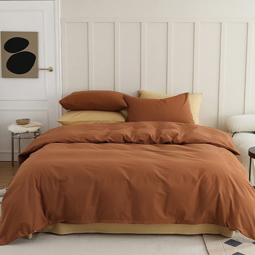 CLOTHKNOW Pumpkin Comforter Set Twin Rust Bedding Comforter Sets Terracotta Twin Comforter Soft Kids Boys Girls Comforter Soft Brown Comforter 3Pcs Caramel Comforter Sets Twin