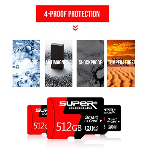 512Gb Micro Sd Card + Sd Card Adapter, Micro Sd Memory Card C10, 4K Full Hd Video High Speed Tf Card For Android Smartphone/Tablet/Pc/Camera/Gopro #TOP1