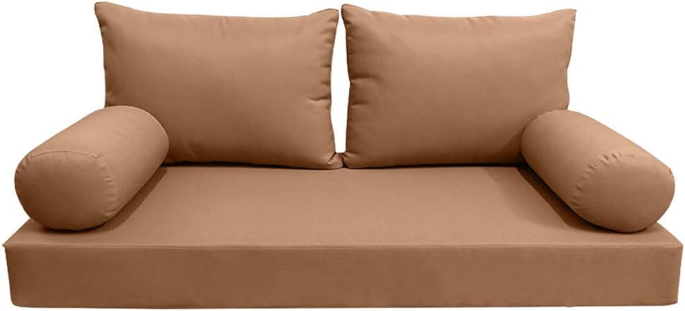 Prolinemax Style 2 - Mattress & Pillow Bolster Cushion for Outdoor Indoor Daybed Porch Swing Bed Knife Edge Crib Size AD104 | Covers ONLY |