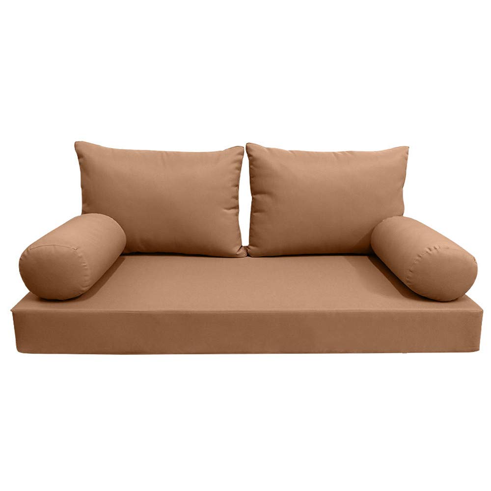 Prolinemax Style 2 - Mattress & Pillow Bolster Cushion for Outdoor Indoor Daybed Porch Swing Bed Knife Edge Twin Size AD104 | Covers ONLY |