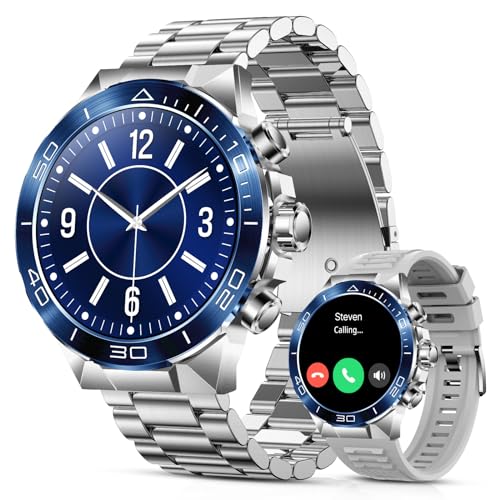 Smart Watch for Men (Answer/Make Call),1.43''AMOLED Screen with 24 Hours Healthy Monitor, 100+ Sports Modes Fitness Tracker Watch, 400mAh Battery Pedometer Calorie Smartwatch Compatible Andr