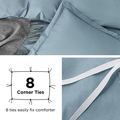 Bedsure Mineral Blue Duvet Cover Queen Size - Soft Brushed Microfiber Duvet Cover For Kids With Zipper Closure, 3 Pieces, Include 1 Duvet Cover (90"X90") & 2 Pillow Shams, No Comforter #TOP4