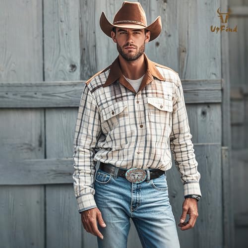 Western Genuine Leather Belt Cowboy Belt with Turquoise Oval Buckle for Men Women Jeans3