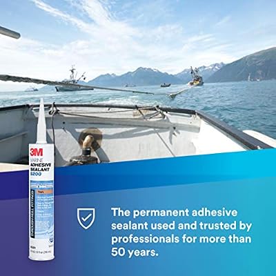 3M Marine Adhesive Sealant 5200 (06501) Permanent Bonding and Sealing for Boats and RVs Above and Below the Waterline Waterproof Repair, Tan, 10 fl oz Cartridge