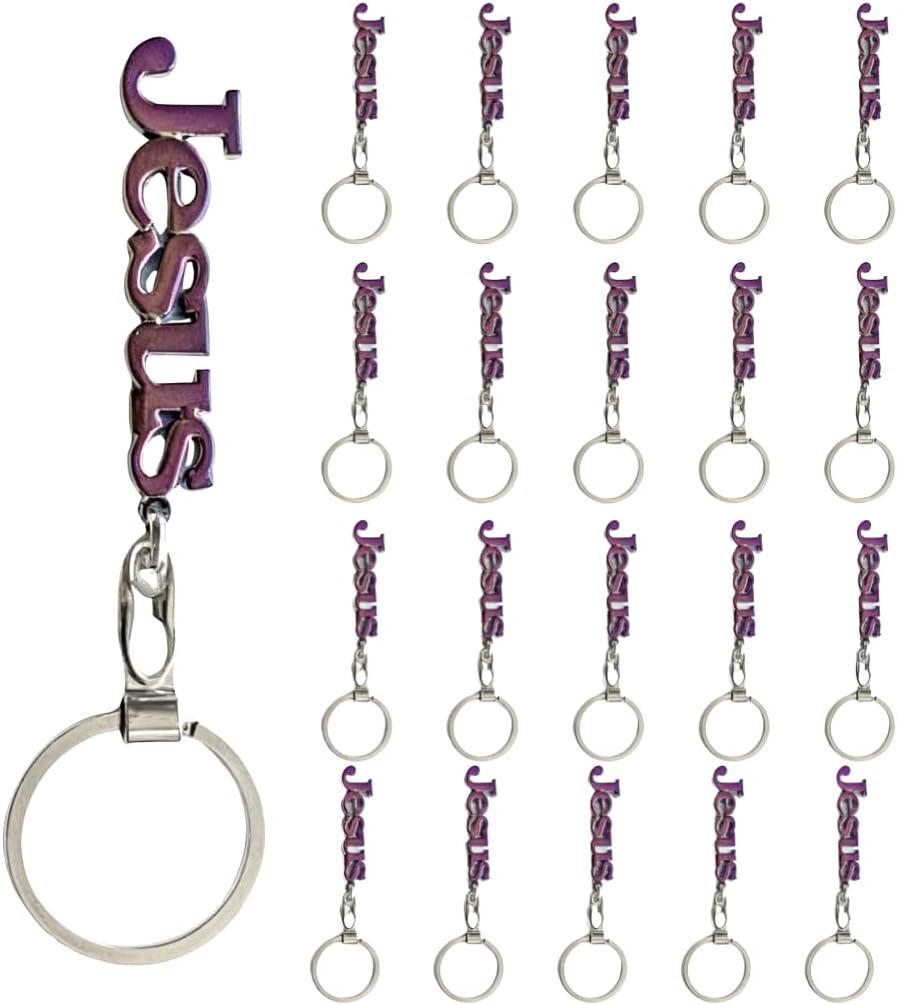 Sixhaven Jesus Keychains Bulk 20 Pack - Christian Favors for Kids & Adults, Great for Baptism, Easter, or Church Outreach