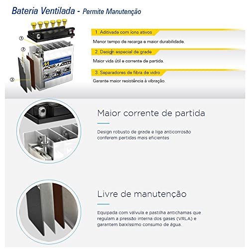 Bateria Moura Ma5-D Xre300/Cg 125/Titan150/Bros/Ybr Factor