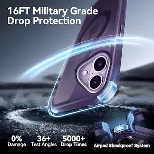 Image of AIBEX Back Cover for Apple iPhone 16 Plus MagSafe Compatible with OStand Ring Kickstand Magnetic Metal Alloy Ring | Wireless Charging | Slim Thin Scratch Resistant Armor Shockproof Protective - Purple