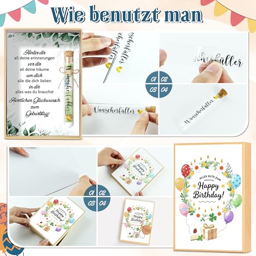 Kreative Geburtstagsgeschenkbox, enthält Reagenzgläser, getrocknete Blumen, Hanfseil, Grußkarten, Baumwolltaschen, Aufkleber, geeignet als Geburtstagsgeschenk für Jungen und Mädchen