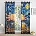 Cute Axolotl Curtains for Living Room, Funny Salamander Blackout Curtains for Bedroom 84 Inches Long, Starry Night Drapes, Grommet Decor Window Curtain 52 x 84 Inch k&W129