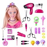 KonHaovF Styling Head Doll for Girls' Hair and Makeup Practice with Accessories and Hair Dryer (Style A)