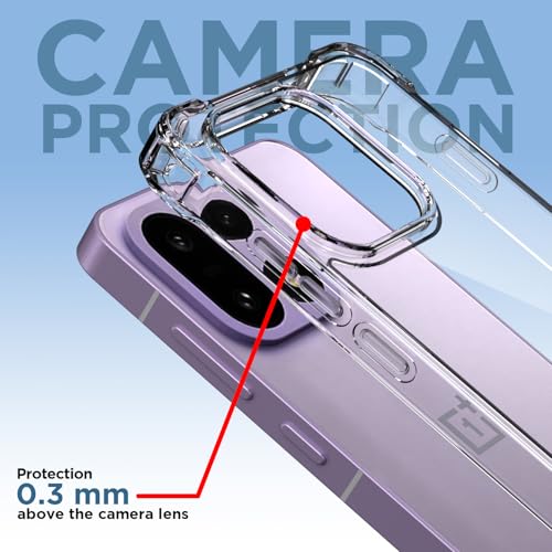 Image of Amazon Basics Back Cover for OnePlus 15 5G PC + TPU Clear Transparent Raised Edges Shockproof Protective Phone Bumper Case (Transparent)