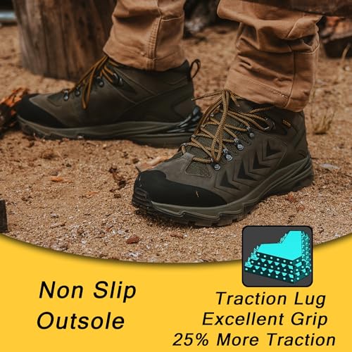 Men's Waterproof Hiking Boots, 6 Inch Slip Resistant Light Weight Outdoor Boots2