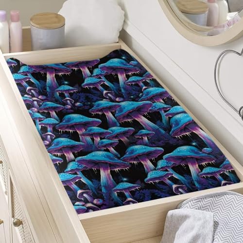 Image of Murshroom Trippy Baby Changing Pad Cover Infant Newborn Diaper Table Change Mat Sheet Cover Cattle Floral Changing Table Covers for Boys Girls