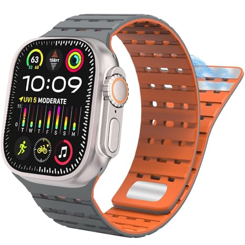 Bracelet silicone magnétique pour Apple Watch 49mm 45mm 44mm ZUC, finition premium durable