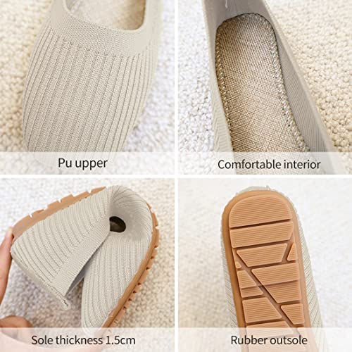 Husmeu Women's Casual Flats for Women Mesh Comfortable Slip on Dressy Flats Shoes Square Toe Classic Cute Ballet Flats Shoes4