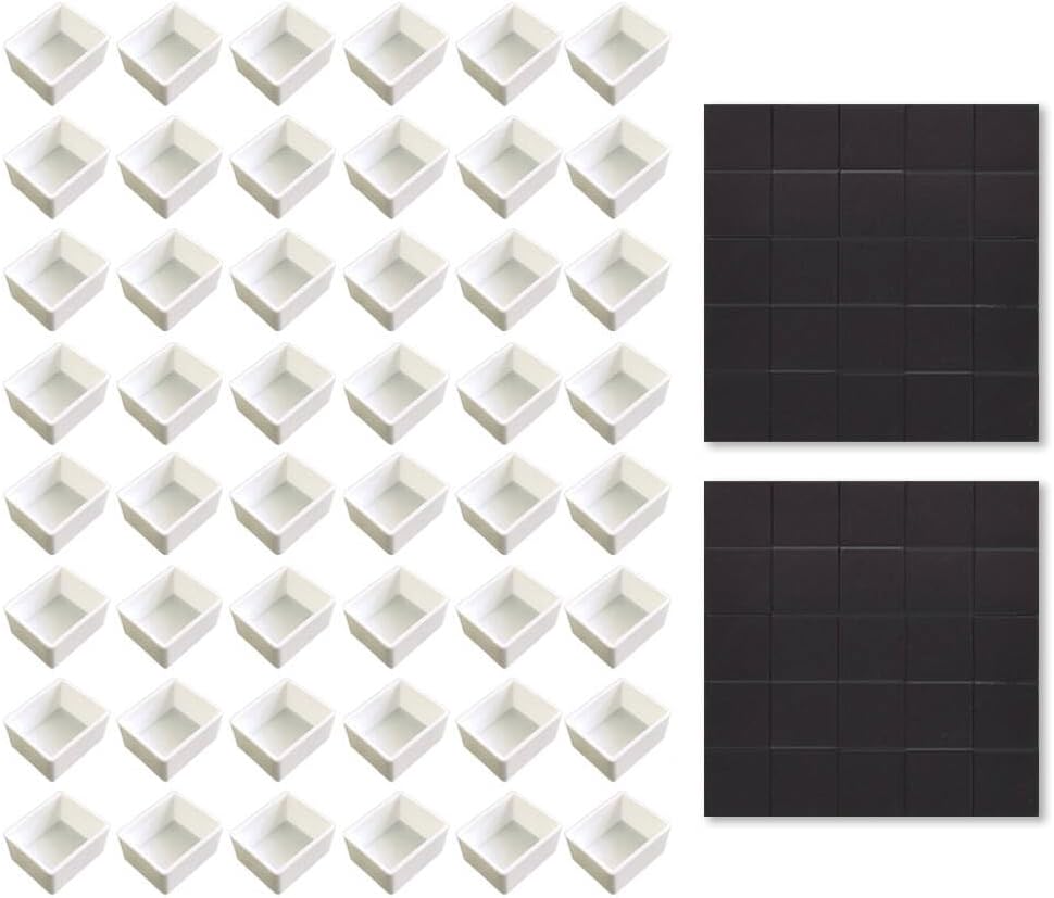 Watercolor Half Pans with Magnetic Stripe - 48Pcs White Plastic Empty Artist Paint Pan Kits for DIY Watercolor Oils or Acrylics Painting Travel Tin Case Palette Art Drawing