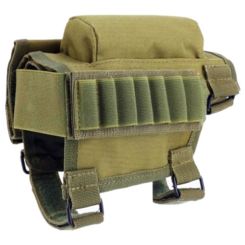 Rifle Buttstock,Rifle Stock Buttstock Pack Adjustable Tactical Cheek Pad Ammo Pouch with 7 Shells Holder for Hunting Shooting