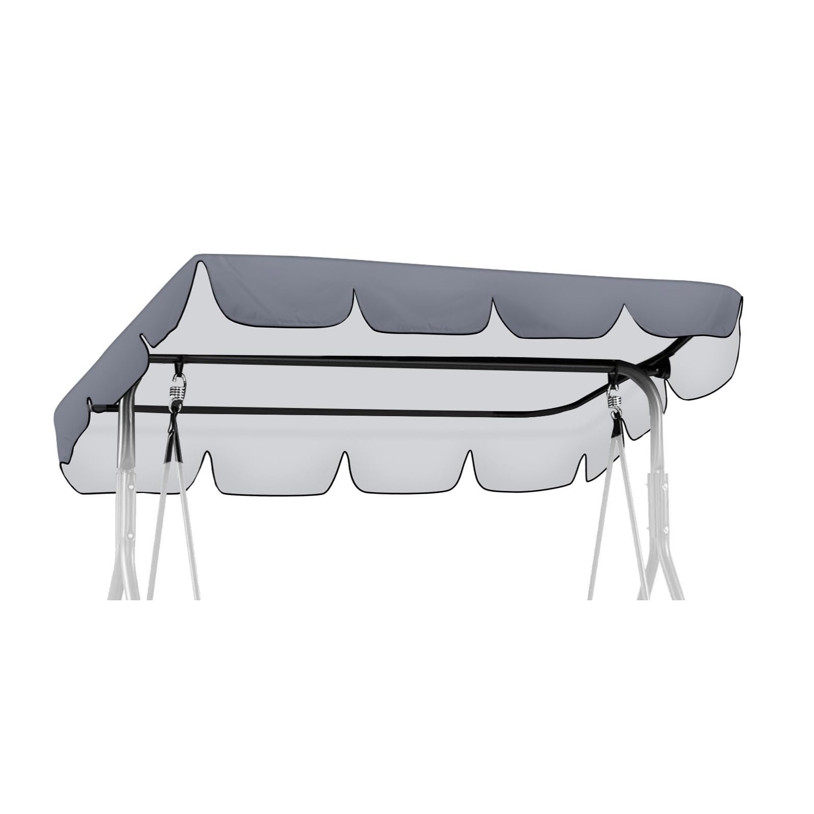 Toit de Balancelle 3 Places 210 x 145 cm, Toile de Rechange pour Balancelle de Jardin, Imperméable Anti-UV, Housse de Remplacement Extérieure Déperlante