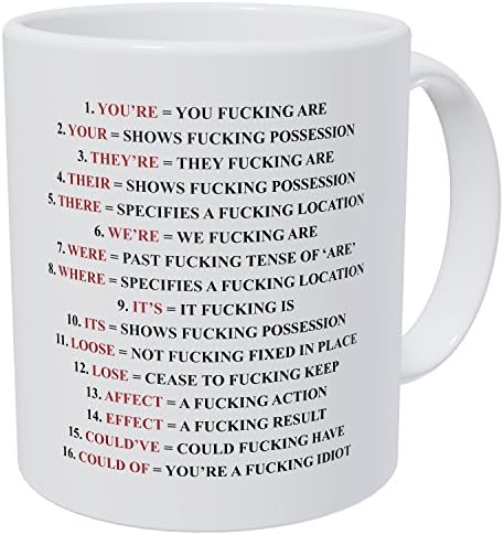 Wampumtuk Grammar Police Expletive and Rude 11 Ounces Funny Coffee Mug