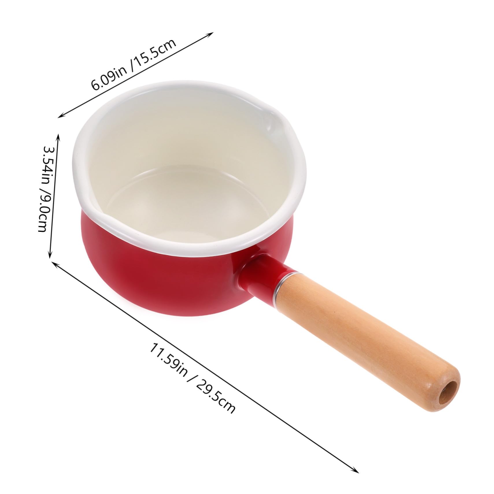 Pentola per Latte Smaltata 15Cm Doppio Beccuccio Manico Ergonomico Antiscottatura Adatta per Cottura di Noodles Salse Dessert e Alimenti per Bambini