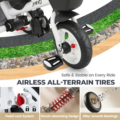 Image of JMMD 8-in-1 Foldable Toddler Tricycle for Ages 1-5, Portable Trike Stroller