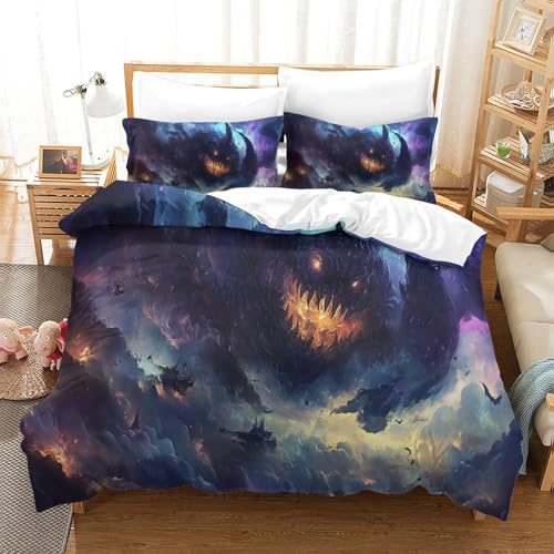 Housse de couette lion 3D confortable parure de lit microfibre 200x200 - 3