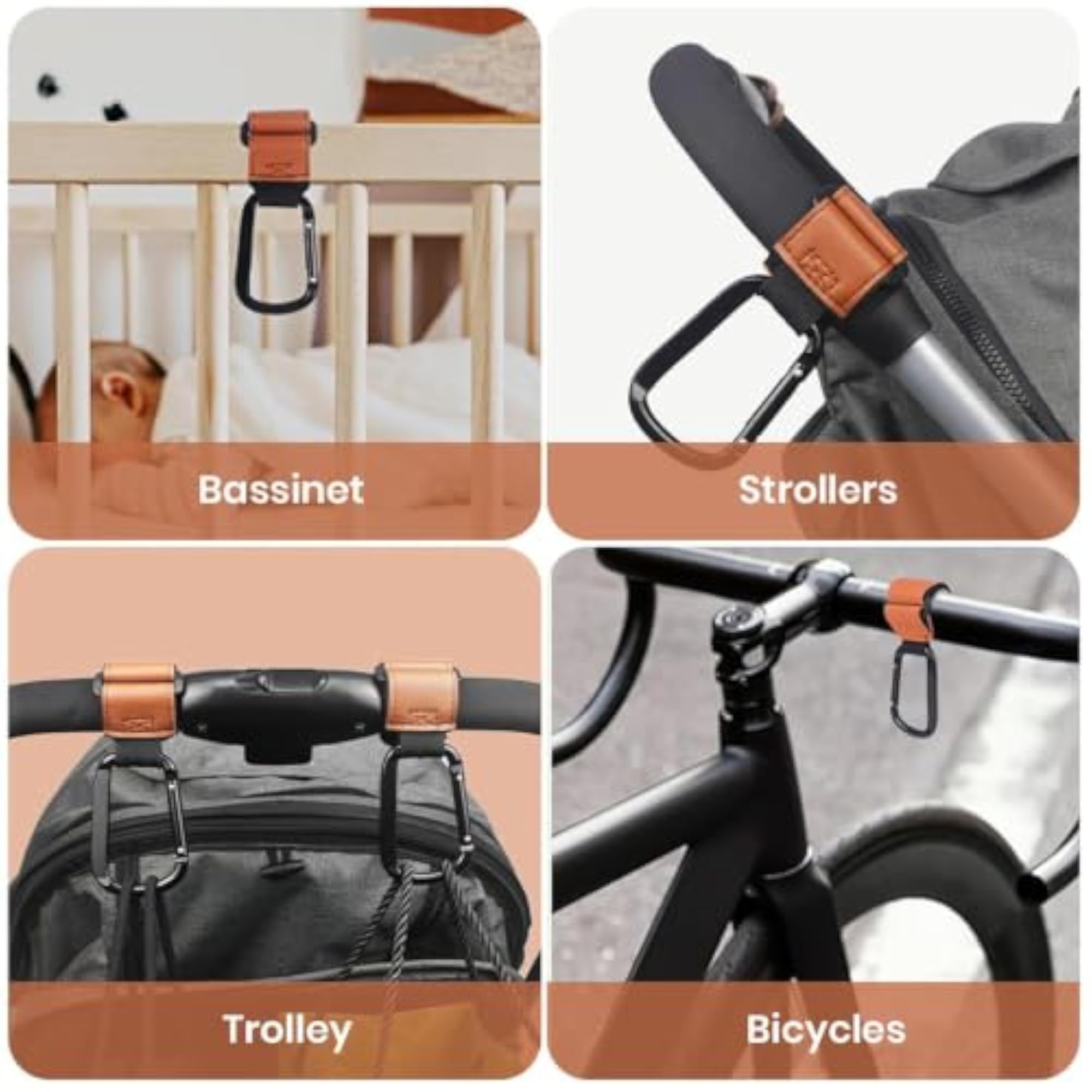 Stroller Hooks, 2Pcs Carabiner Hook for Pram