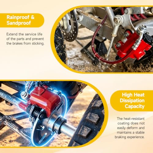 Image of HIAORS Rear Hydraulic Foot Brake Kit for 110cc 125cc Taotao Chinese ATV | ATV Rear Brake Kit Caliper Master Cylinder Assembly for Coolster 125 110cc 4-Stroke Quad 4 Wheeler Parts Kazuma Baja Sunl Red